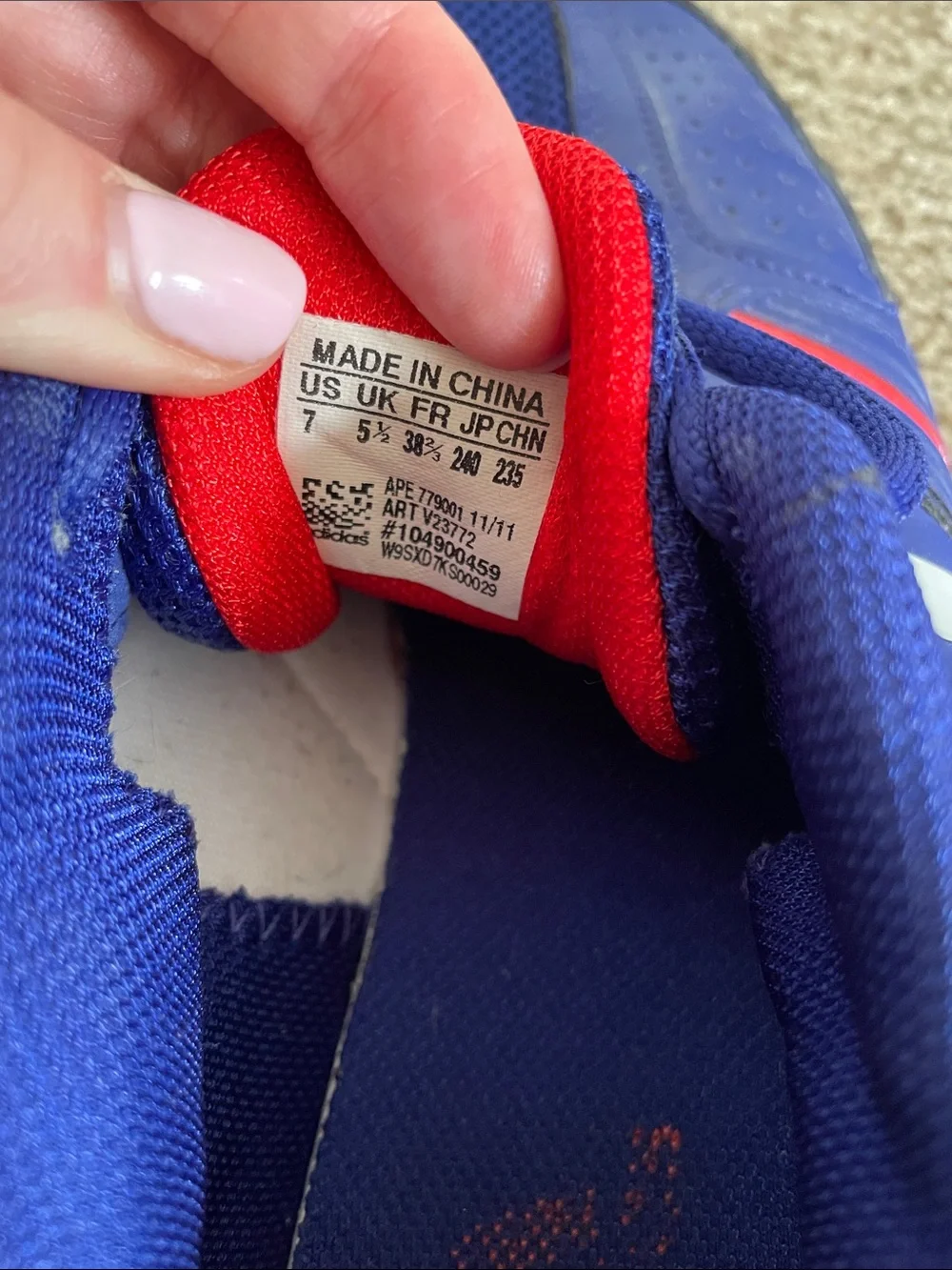 adidas Royal Blue Sneakers with White Stripes and Red Accents